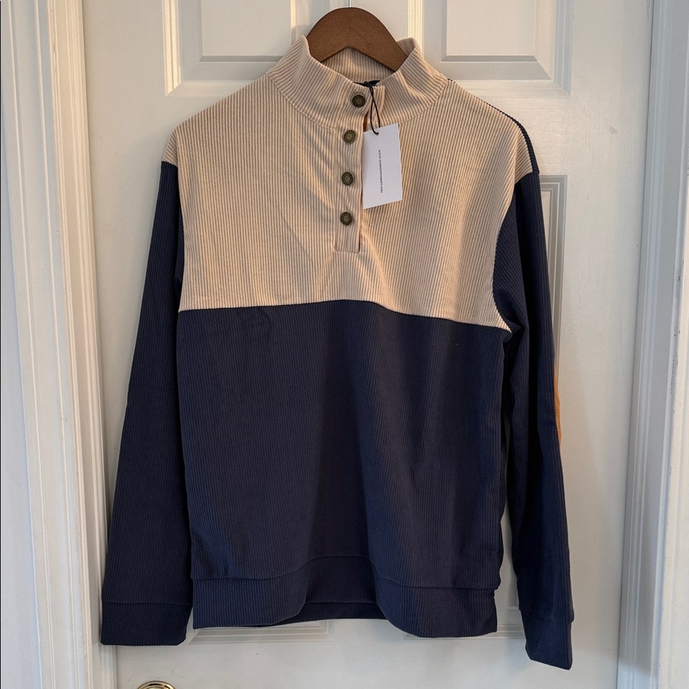 Men's Two-Tone Button-Up Sweater